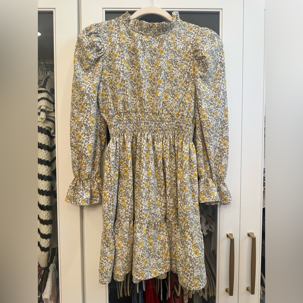 Born to Dress Kids Fall Floral Neutral Dress Gold Floral, Girls Kids Size 150